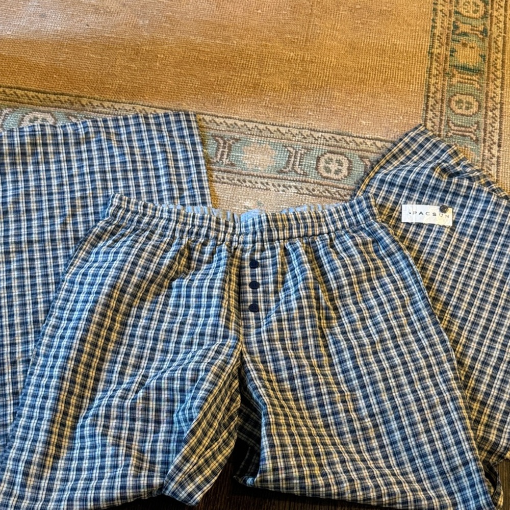 PacSun Blue Plaid Kids Bottoms
